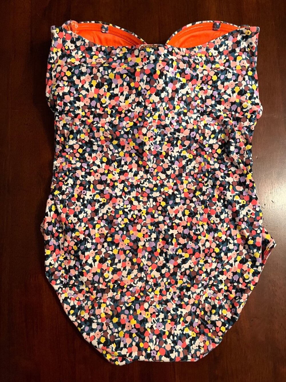 Anne Cole Floral Bandeau Strapless One-Piece Swimsuit Size 16 - Picture 6 of 12